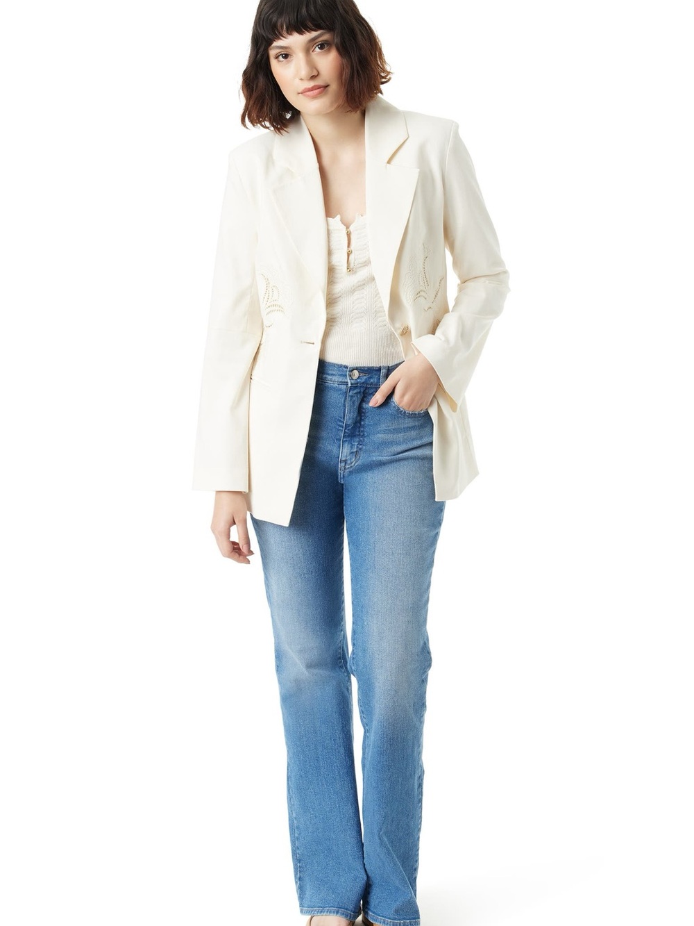 Sam Edelman Sire Embroidered Fit & Flare Blazer NWT